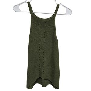 Rock & Roll Denim Womens Olive Green Knit Tank Top High Low Small 49-3235